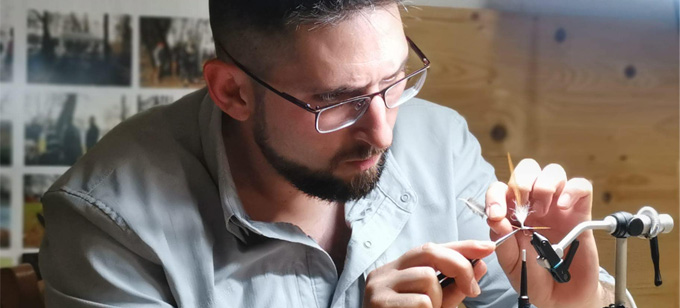 Alex Nava Italian Fly Dresser at The Irish Fly Fair 2024