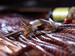 Flies by Enrico Fantasia Fly Dresser tying at The Irish Fly Fair 2025
