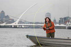 Glenda Powell Fishing on the River Lifey